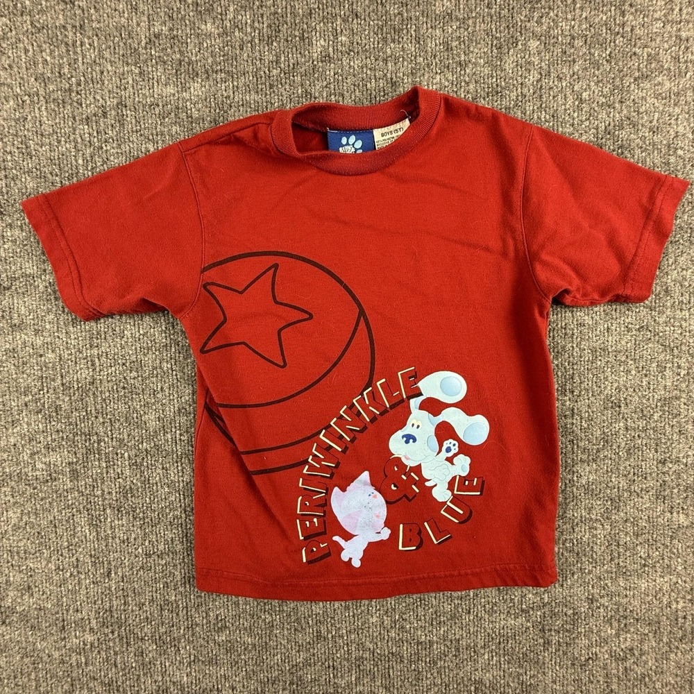 VTG Blues Clues Shirt Boys 5T Red Periwinkle & Blue Cartoon Graphic Tee TV Show